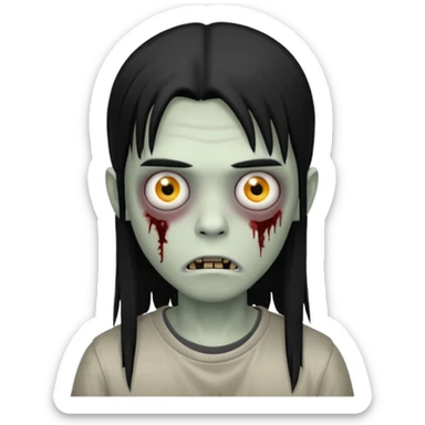 Menino de cabelo não muito grande liso preto zumbi sticker