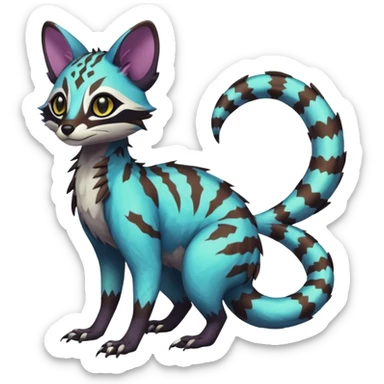 Rare realistic shiny lush exotic cute edgy epic pretty futuristic beautiful handsome gorgeous aesthetic gloomy spooky dark modern colorful vibrant cyber-Vernid-Genet-Trico-species-Fakemon-hybrid-creature by LiLaiRa, beautiful intricate markings, full body sticker