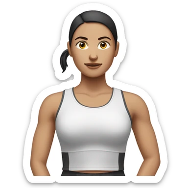 white female with dark hair in a ponytail in exercise clothes  sticker