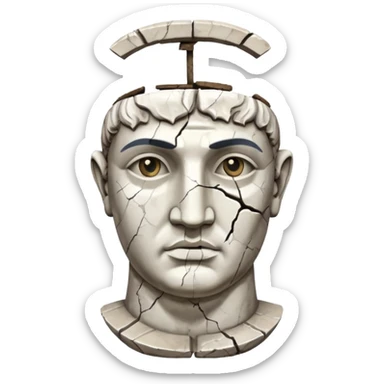 white cracked marble greek statue head sticker