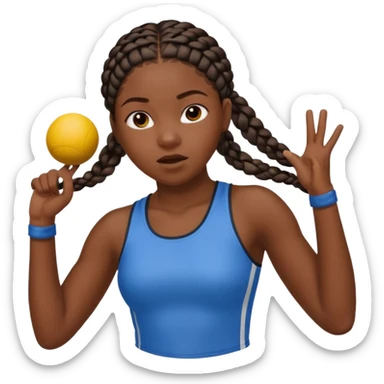 A black teenage girl with long cornrow braids throwing shot put  sticker