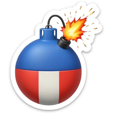 bomb emoji with French flag as fuse and explosion effect sticker