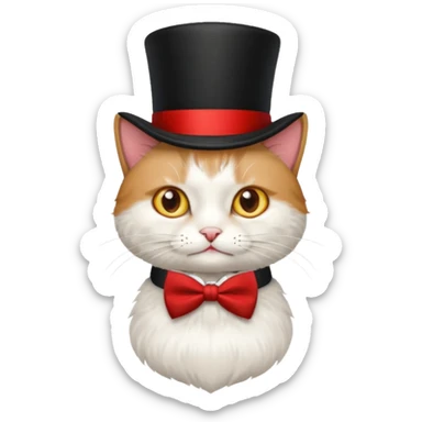 Cat  and wearing a top hat and a bow tie sticker