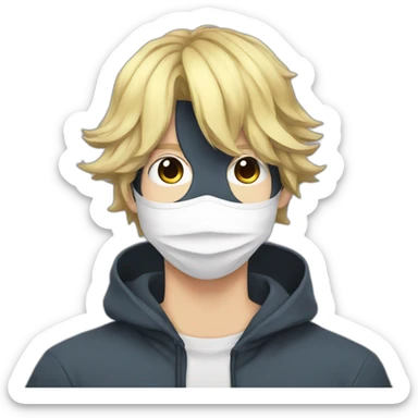 Anime guy with mask on, degital clasess hide his face sticker
