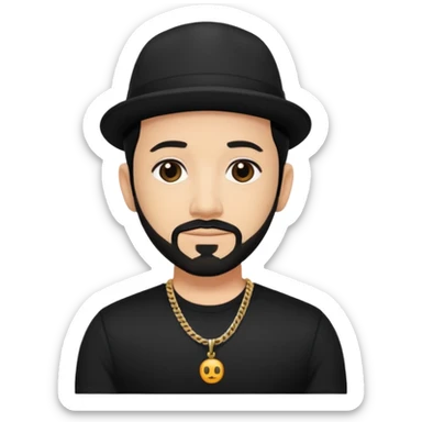 AJ McLean with black hair, black shirt sticker