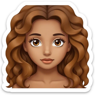 Beautiful girl,brown hair,wavy hair，long hair,Black eyes, Spanish  sticker