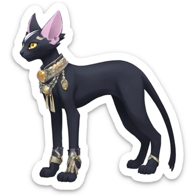 cool punk kawaii anime edgy distinguished stylish elegant beautiful fantasy black ethereal fantasy nargacuga-Noivern-sphynx-Quiana-Fakemon collar harness jewels full body sticker