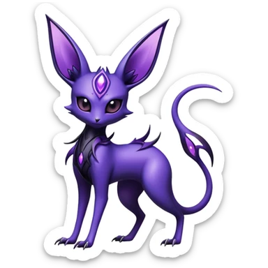 Shiny Exotic Badass Mysterious Gothic Noibat-Espeon-Pokémon-Fakémon-hybrid-creature (full body) sticker