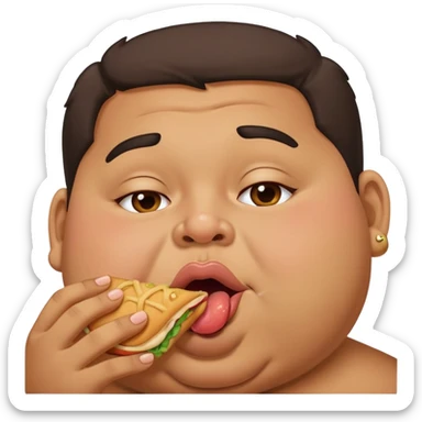 Fat Hispanic with nose ring licking food sticker