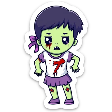 girl zombie with black hair sticker