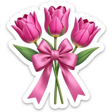 Pink tulips with a bow sticker