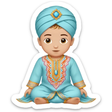  baby boy dressed in colorful ghalibiya with delicate decorations sticker
