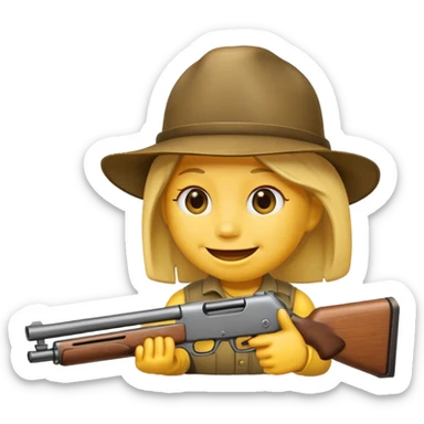 Create a smiling face emoji that’s sucking on the barrel of a shotgun sticker