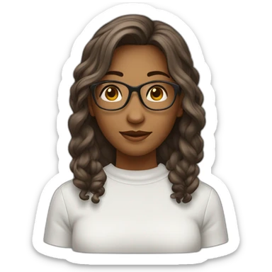 Mulher branca, cabelo escuro, liso, tamanho médio, de óculos marrom sticker