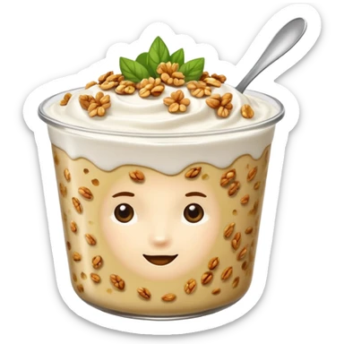 a plain greek yougurt with gronola on it sticker