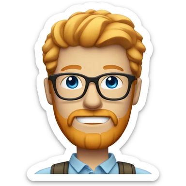 ginger hipster man with goatee and glasses, blue eyes, blonde hair sticker