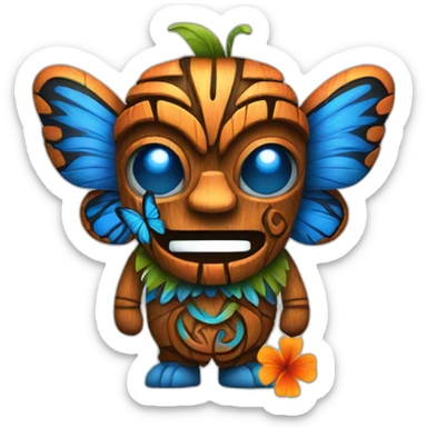 Tiki with colors blue and orange-butterfly-tornado-fun-love sticker