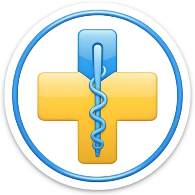 Healthcare symbol with medical cross and Ukrainian colors sticker