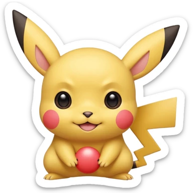 Chibi Cute Cartoon Big-eyed anime-styled Ash’s Pikachu (hairless) smiling sticker