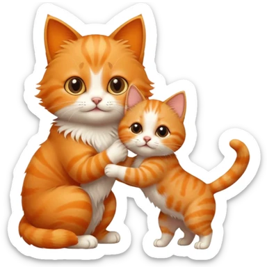 Cute cat playing with puppy sticker