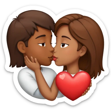 Kissing emoji brown heart sticker