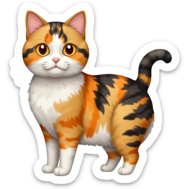 full body calico tabby cat with tiny head and fat body sticker