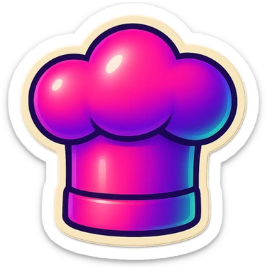 chef's hat emoji, playful and modern with gradient FF4D67, 9D34FF, 10B981 gradient, vibrant sticker