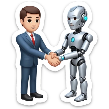 cyborg handshake with business man sticker