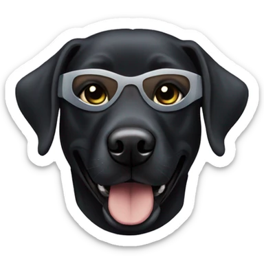 black lab wearing a superhero mask sticker