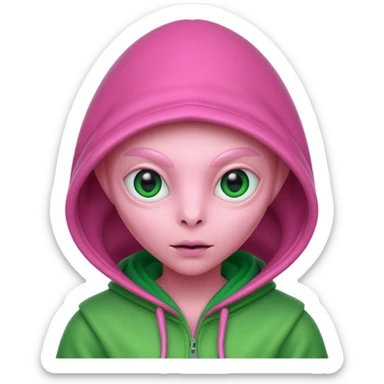 Hooded Pink Alien – Pink alien wearing a green hood.






 sticker