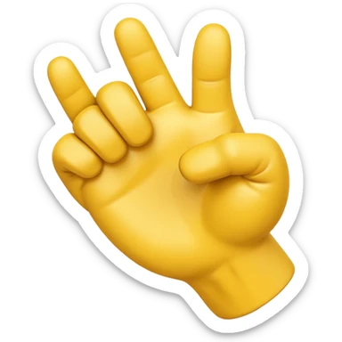 A 3D Apple-style yellow hand emoji, closed fist with thumb pointing backward over the shoulder direction, smooth rounded shape, shiny surface, clean minimal background. AND MOTİON LİNE sticker