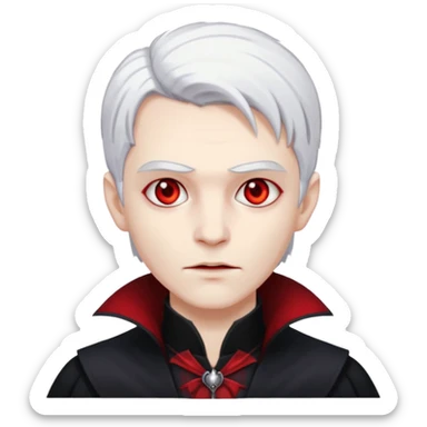  young vampire with red eyes and white hair sticker
