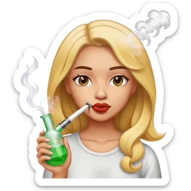 Girl smoking bong sticker