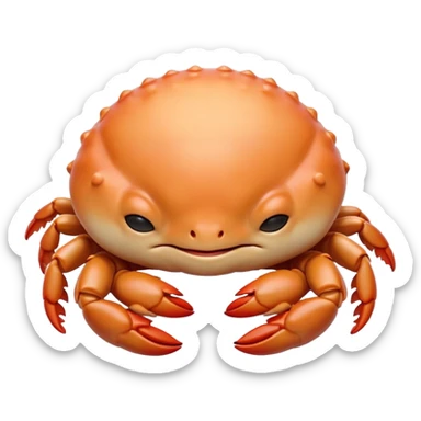 Meme-Worthy Cute Sleeping Baby Crab Portrait Emoji, Head and body resting peacefully with a contented smile, showcasing a petite, delicately armored form and eyes gently closed in serene slumber, Simplified yet adorably endearing features, highly detailed, glowing with a soft, drowsy coastal light, high shine, relaxed and utterly lovable, stylized with an air of playful laziness, soft glowing outline, capturing the essence of a sleeping baby crab that feels destined to become the next viral icon of adorable rest! sticker