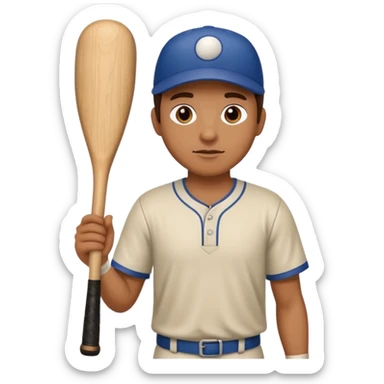 A human wood holding a bat sticker