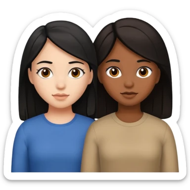 2 girls one brown skin with black hair and other with white skin and brown hair  sticker