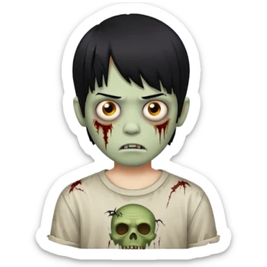 Menino de cabelo liso preto com franja zumbi sticker
