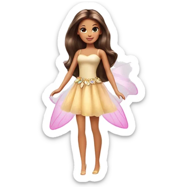 Attractive Barbie brunette tan fairy princess sticker