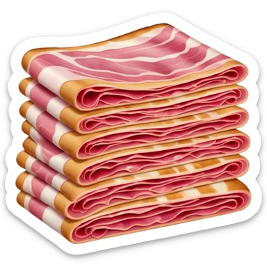 realistic jambon cru, thin folded slices, deep pink to red, white fat streaks, silky, translucent, marbled, folds or curls, creamy integrated fat, no bread, fruit, plate, or faces, clean 3D, soft lighting, transparent background, emoji scale sticker