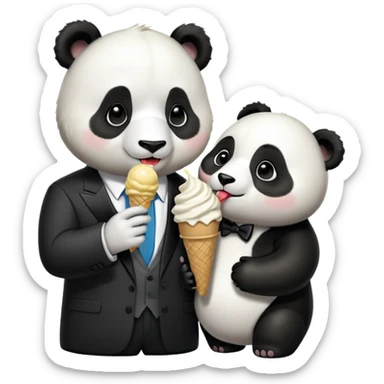 Panda eating ice cream while kissing elon musk sticker