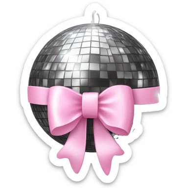 light pink bow on disco ball sticker