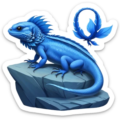 Mountain-Blue-Bird-Blue-Iguana-Blue-Betta-Fish-Russian-Blue-Cat-Fusion-animal-hybrid-creature sticker