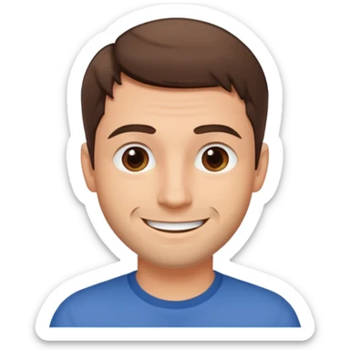 smiling man with short brown hair and stubble, simple and expressive face sticker