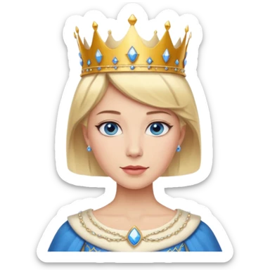 Queen with blonde short hair and blue eyes sticker