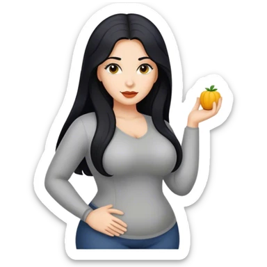 caucasian Beautiful Buxom black long hair back booty sfw sticker