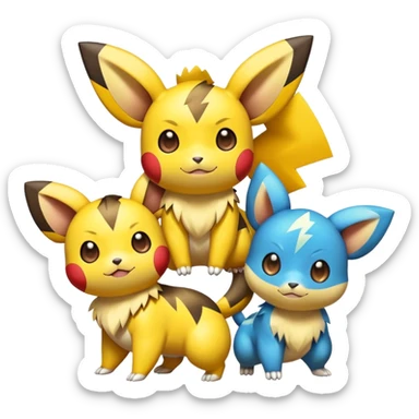 Shiny Colorful Pichu-Raichu-Zeraora sticker