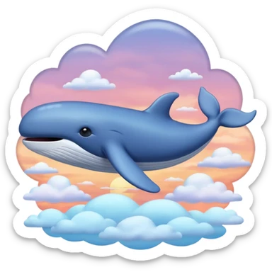 Sky Whale – Gigantic whale drifting among pastel sunset clouds. sticker