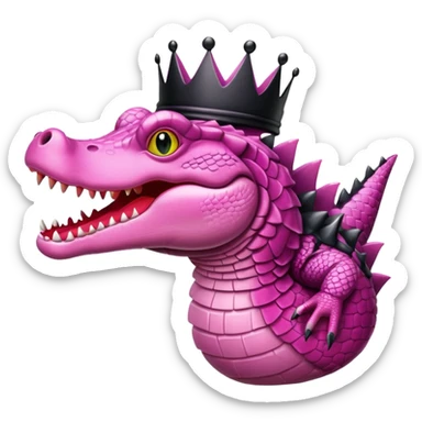 pink crocodile with a shiny black crown sticker