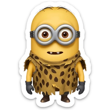 a minion wearing ancient animal skin cloth sticker