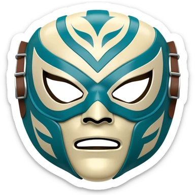 dark green, cream, and Carolina blue luchador mask sticker